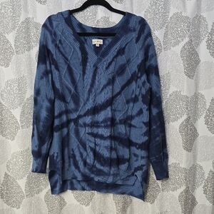 Wonderly Blue V-Neck Tie-Dye Sweater